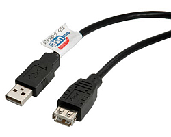 Roline USB2.0 kabel TIP A-A M/F 1.8m, crni (produžni)