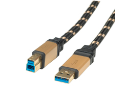 Roline GOLD USB3.0 kabel TIP A/B M/M, 1.8m, crno/zlatni