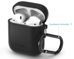 Spigen Silicone case, za&scaron;titna maska za AirPods, crna - AirPods 1/2019 (066CS24808)