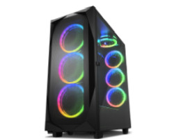 Sharkoon REV300 Midi Tower E-ATX kući&scaron;te bez napajanja, prozirna bočna stranica, RGB ventilatori prednji 3&times;140/stražnji 3&times;120/gornji 1&times;120, crno
