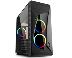 Sharkoon NIGHT SHARK RGB Midi-Tower ATX kući&scaron;te bez napajanja, prozirna bočna stranica, RGB prednji/stražnji ventilatori 3&times;120mm, crno 