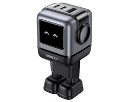 UGREEN Robot zidni punjač 65W, 2x USB-C, 1xUSB-A, GaN, sivo crni
