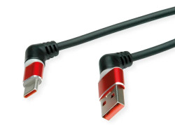 Roline 360&deg; USB 2.0 kabel, C-A, M/M, 60W, okretni konektori, crveno/crni, 1.0m